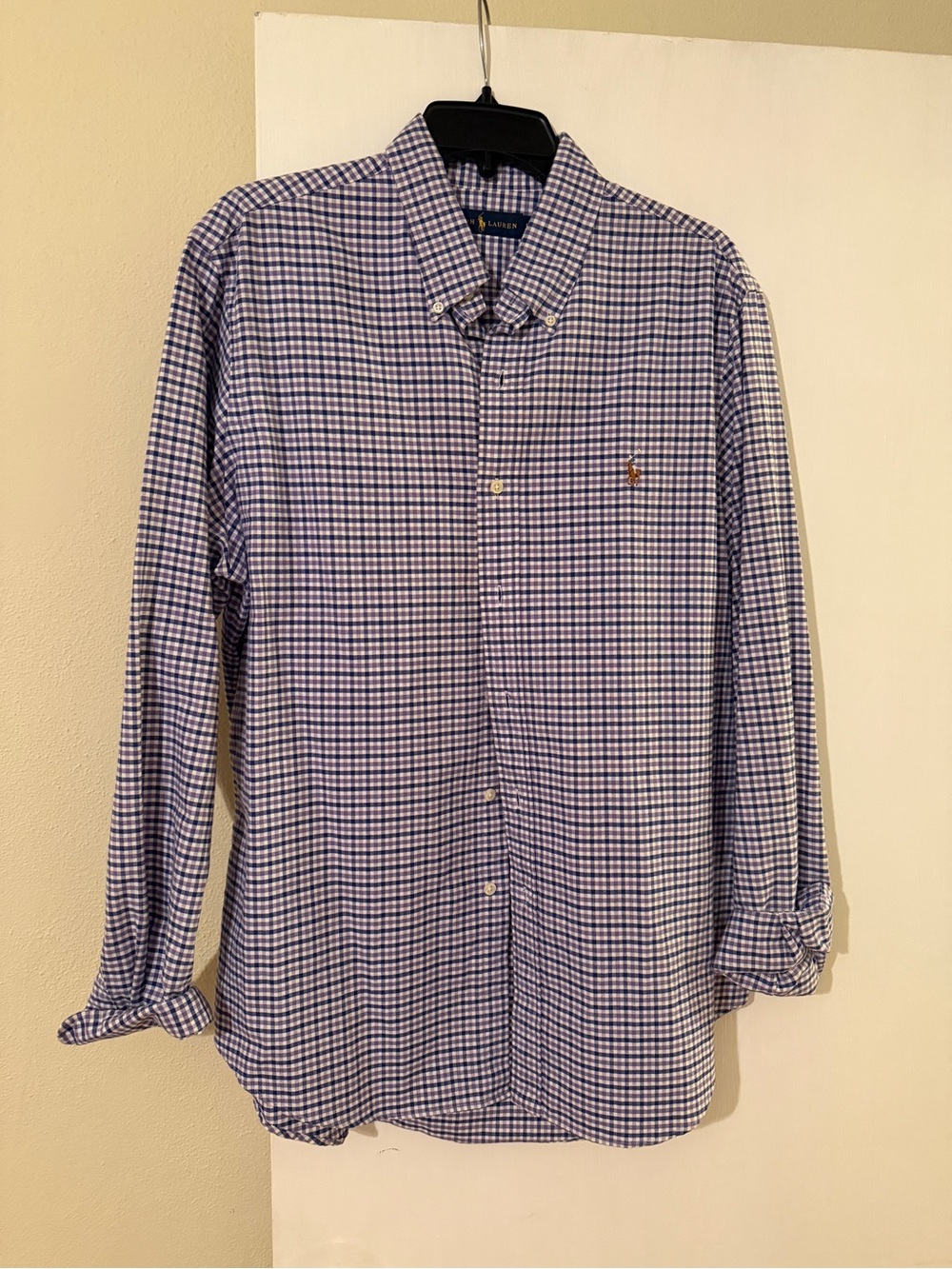 Ralph Lauren Blue and White Gingham Button-Down Shirt